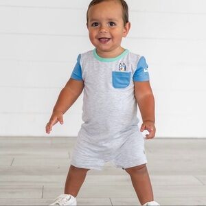 Little Sleepies Bluey Short Sleeve Bamboo Romper 3T EUC